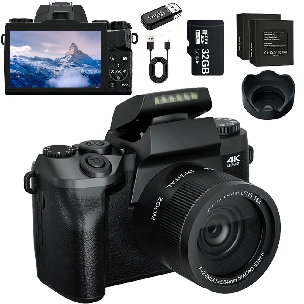 Auto Focus 64MP Digital PO Camera SLR DSLR für POGROGRAFOR 4K Vlog Camcorder 4 Bildschirm Livestream Webcam Video 240407