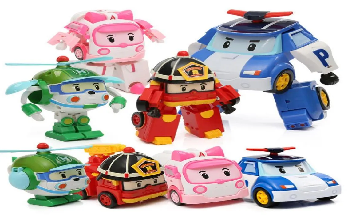 Toys kid coreano Robocar Poli Transformation Robot Poli Amber Roy Car Toys Action Figure Toys per i migliori regali di compleanno X05039792392