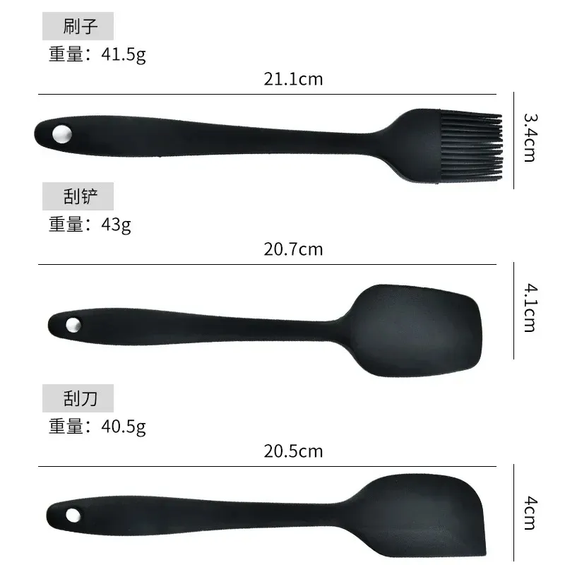 3st Set Silicone Spatula värmebeständiga icke-stickade silikonredskap som är uppsättningar för konditorisk kök matlagning spatel oljeborste för värmebeständig spateluppsättning