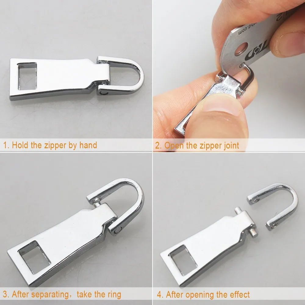 10st Metal Zipper Pull Tabs dragkedja Fixer #3 #5 Ersättare blixtlås drar blixtlåsutbyte för klädryggsäckbagage