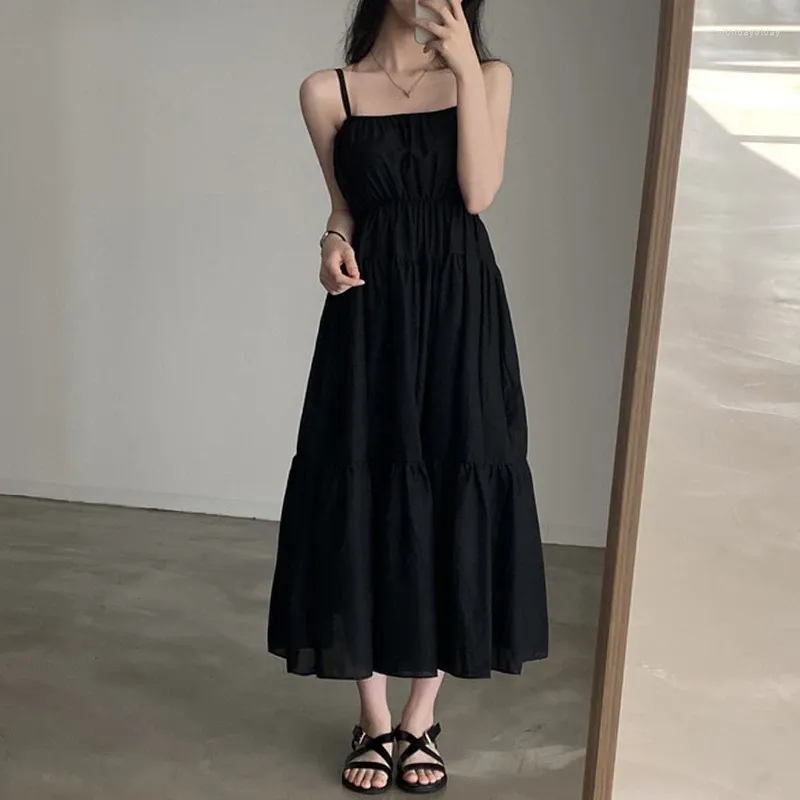 Casual Summer Black Dress: Korean Chic Vintage Style, Square Collar, Exposed Collarbone, Sexy Fold, Slimming Sleeveless Slip for Women from Dhgate Basic & Casual Dresses - price 44.16 Casual Summer Black Dress: Korean Chic Vintage Style, Square Collar, Exposed Collarbone, Sexy Fold, Slimming Sleeveless Slip for Women from Dhgate Basic & Casual Dresses - price 44.16