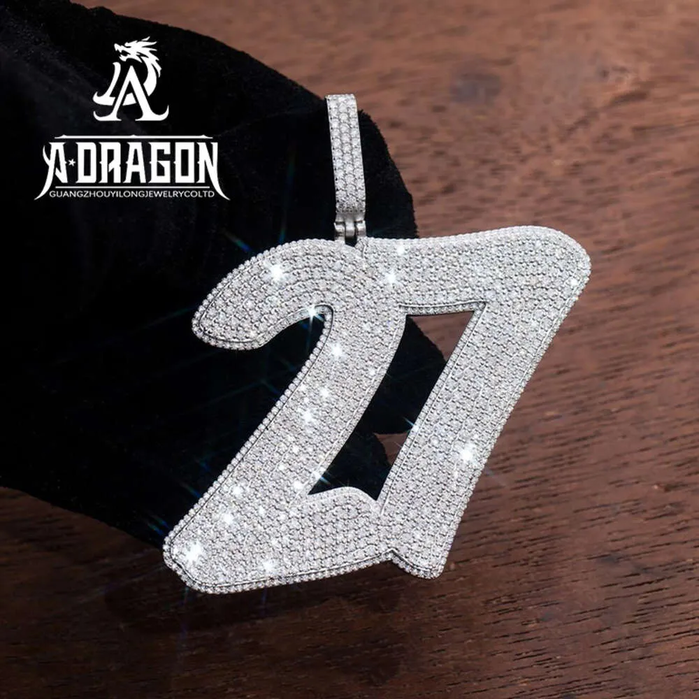 Personalized Custom Hip Hop Jewelry Sier Moissanite Diamond Sport Number Pendant Necklace