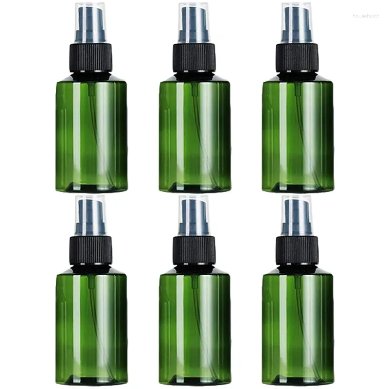 Lagringsflaskor 6 st Green Pet Travel Spray 3,4oz (100 ml) med svarta fina dimningssprutor för rengöring av trädgårdsskötselväxter
