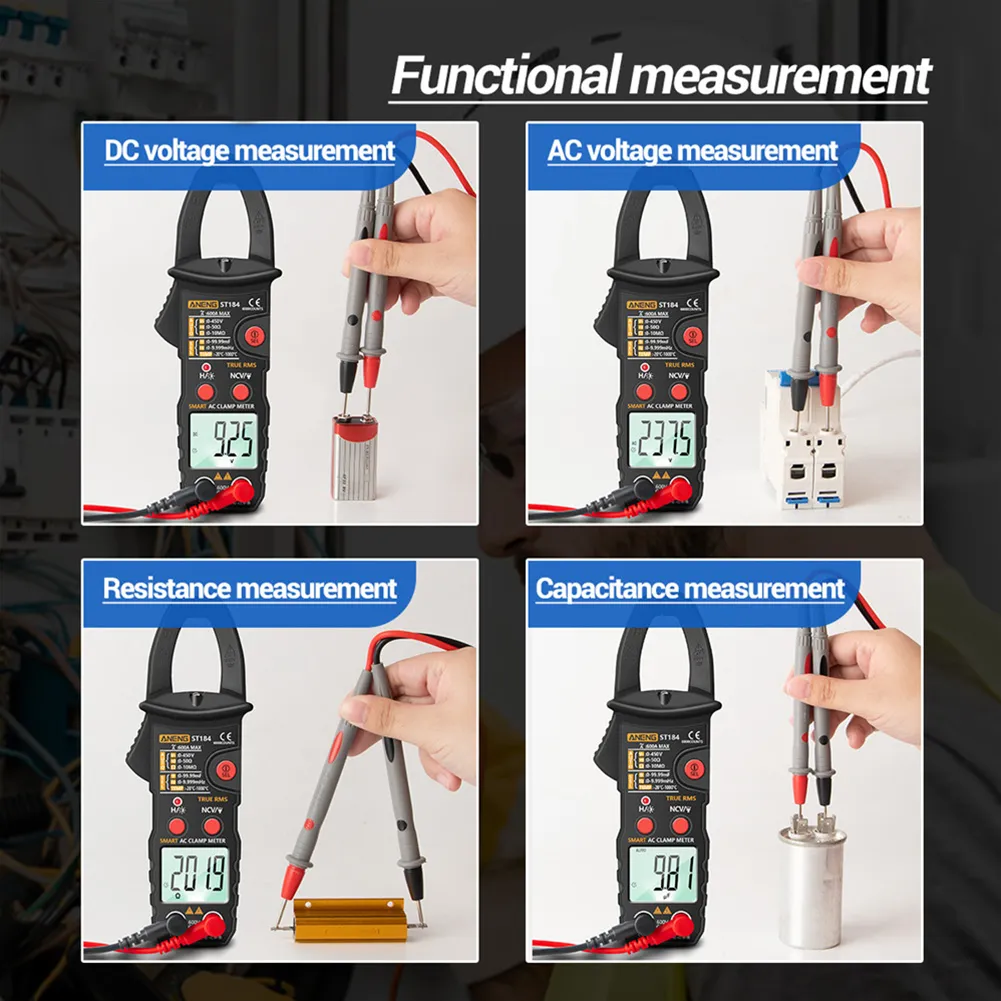 ANENG ST184 Digital Clamp Multimeter 6000 Counts Professional Meter True RMS AC/DC Voltage Current Tester Tool Capacitance Ohm