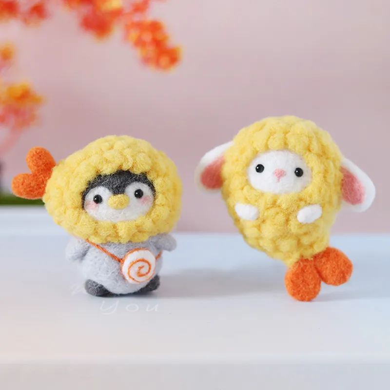 Sem acabamento Novo chegada tempura ovelha pinguim lã kit de feltro animal diy