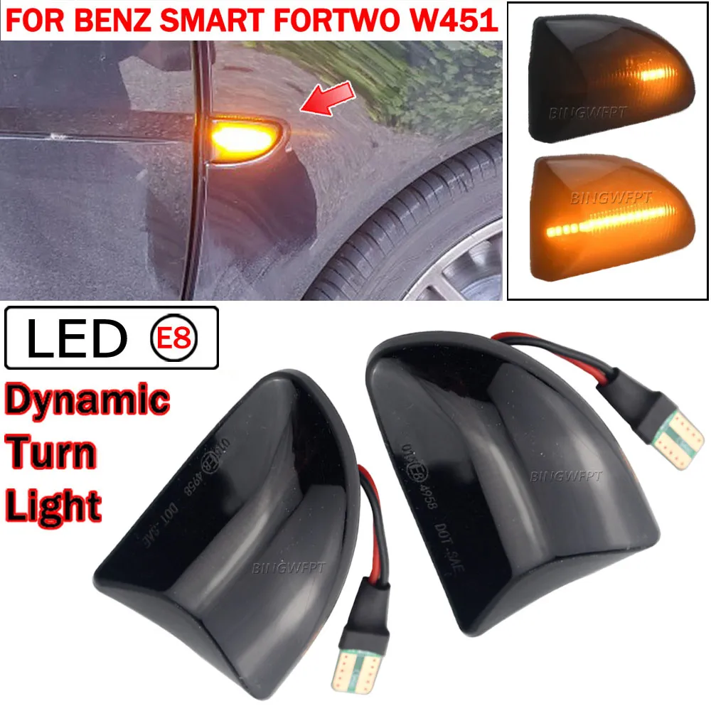 Sequential LED Side Marker Light Turn Signal Mirror Indicator For Smart Fortwo 451 Coupe/Cabrio 2007 2008 2009 2010 2011-2014