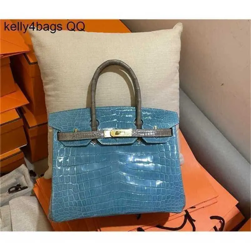 Designer Handbag Crocodile Leather 7A Quality Genuine Handswen Bags Sewn 25cm customized real designersqqTWO2