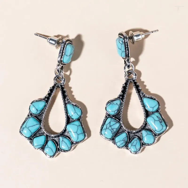 Boucles d'oreilles en pendaison fausse Turquoise Stud Elegant Waterdrop pour femmes Prom anti-allergie léger