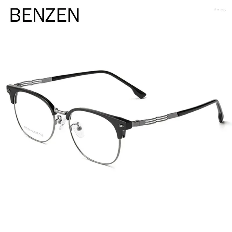 Lunettes de soleil Frames Benzen Alloy Lunes Frame Men Square Myopie Prescription Eyeglass Half Rim Optical Male Eyewear 5792