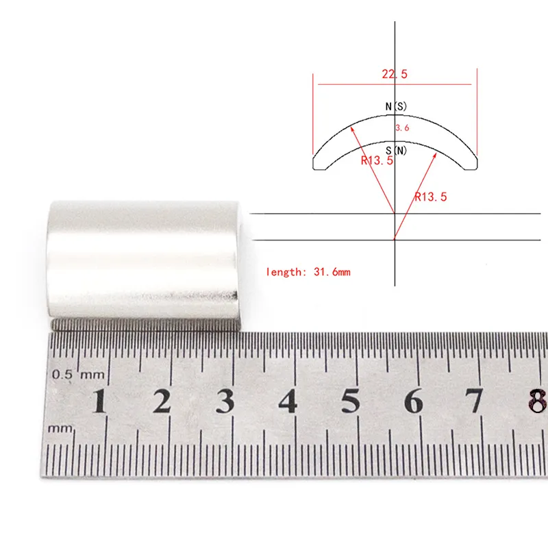 NDFEB Vattenrörsfilterbågsegment Neodymvattenmjukhet Magnetisegment för motor 460 eller motor 480