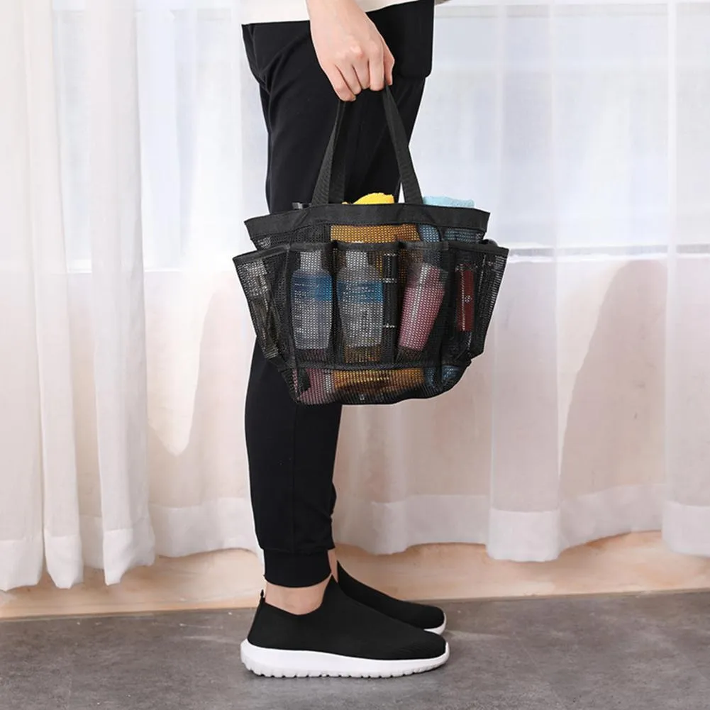 Excellent Beach Storage Bag Sturdy Convenient Home Supplies Beach Bag Mesh Shower Caddy with 8 Pockets