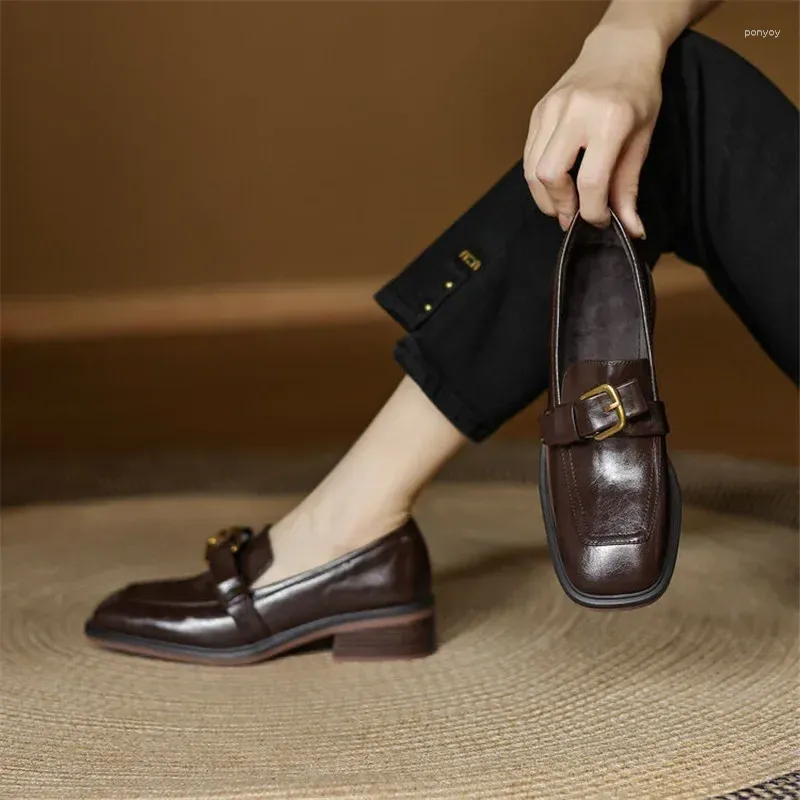 Chic Winter Dress Shoes: Womens Chunky Heel Loafers - Premium Split  Leather, French Square Toe. Shop Now! from Dhgate Dress Shoes - price 112.3
