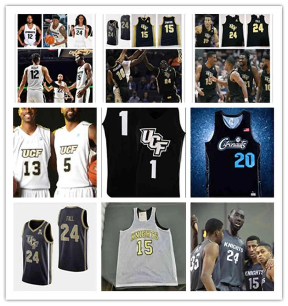 XFLSP 2022 College Custom UCF Knights Cousée Jersey de basket-ball collégial 15 AUBREY DAWKINS 24 Maillots d'automne Tacko 21 C J Walker 03058147