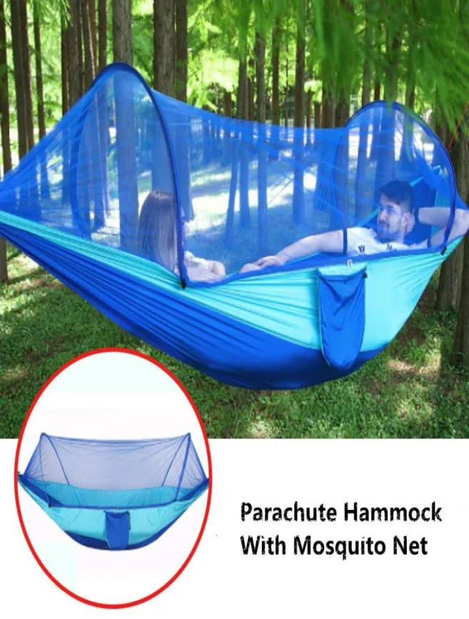 Paraşüt Hammock Singledouble Açık Kamp Bahçesi Asma Uyku Salıncak Yatak Ağacı Çadır Sivrisinek ile Paraşüt Hamak Net6368308