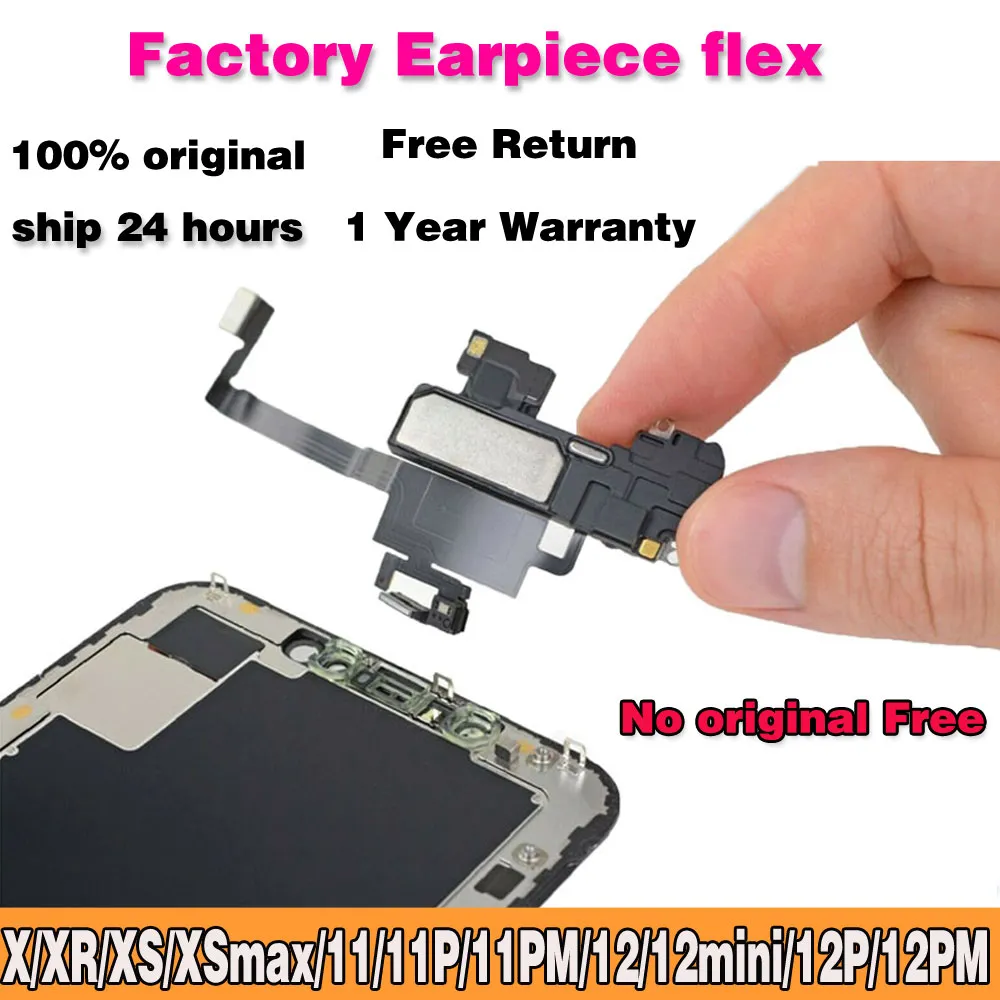 Original ear speaker for IPhone X XR XS Max 11 12 Pro Max Mini Earpiece Flex Cable Proximity Light Sensor NO Face ID Assembly