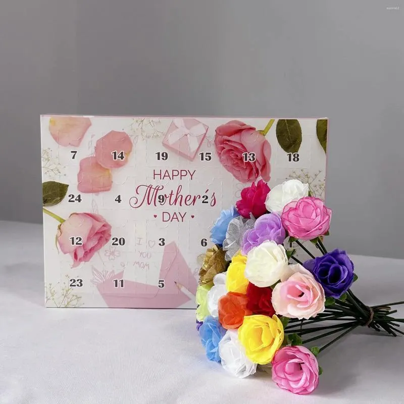 Dekorativa blommor Creative Flower Present Box Silk äldre bukett för ceremoni bröllop mors dag jubileumsengagemang
