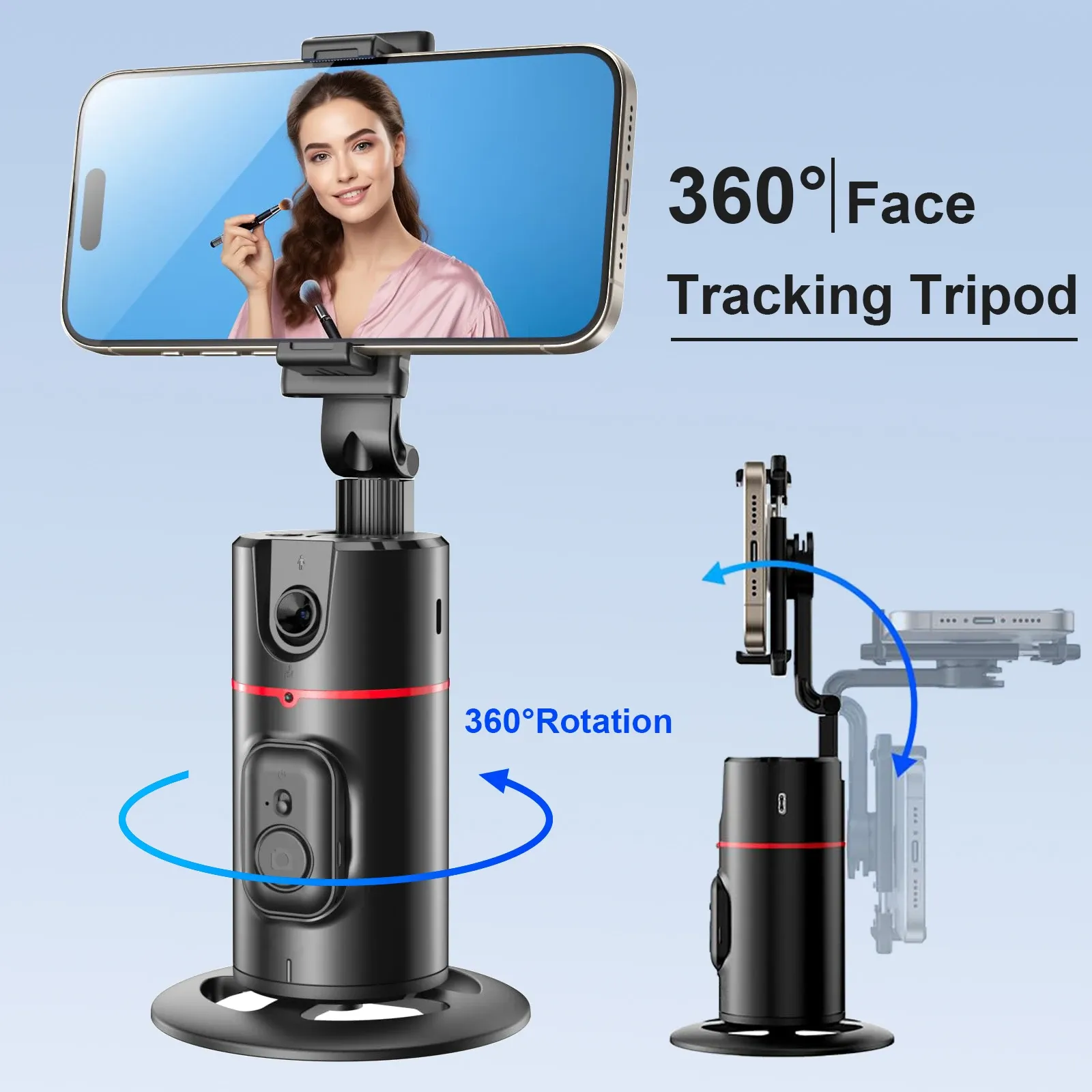 Gimbals 360 ° Auto Face Tracking Gimbal Setto Auto Ai Smart Selfie Stick Therpod Phone حامل الهاتف مع Tiktok Live Video Vlog