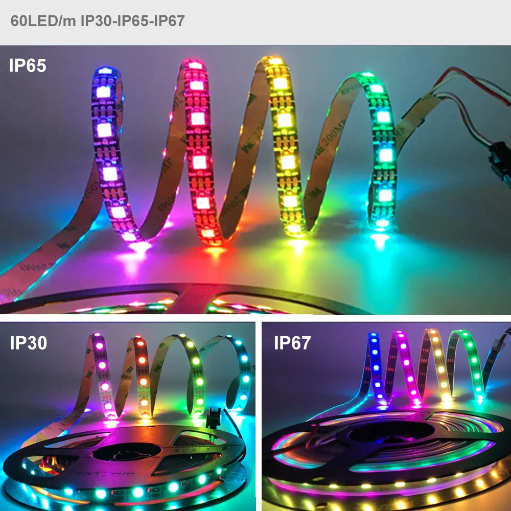 Smart Led Ribbon Lights Smart RGB LED Strip red light - Waterproof WS2812B...