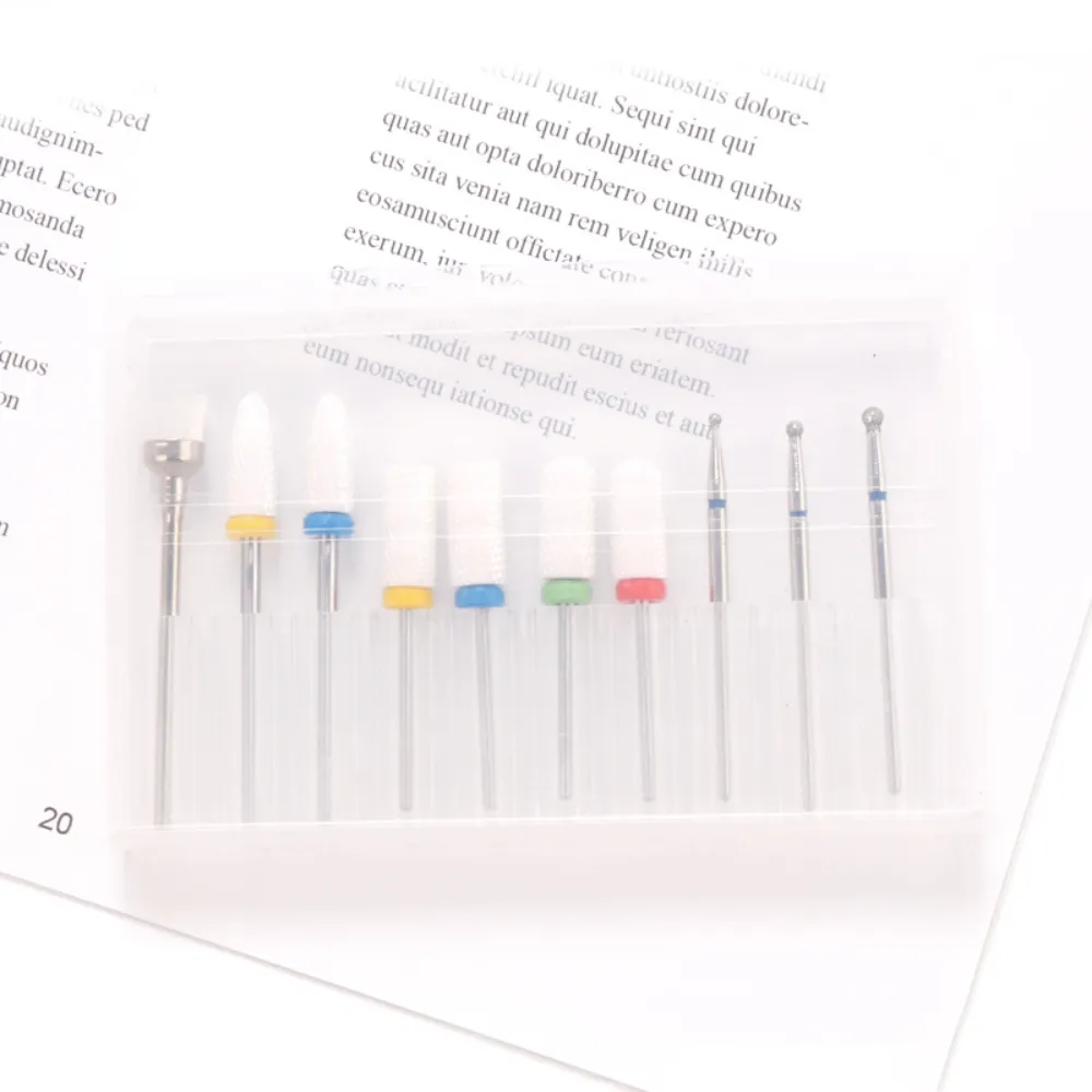 10pcs/Box -Nagelkegelspitze Keramikbohrer Bits Elektrische Nagelhaut sauberer Rotary für Maniküre Pediküre Schleifeibemerkonbsenzubehör