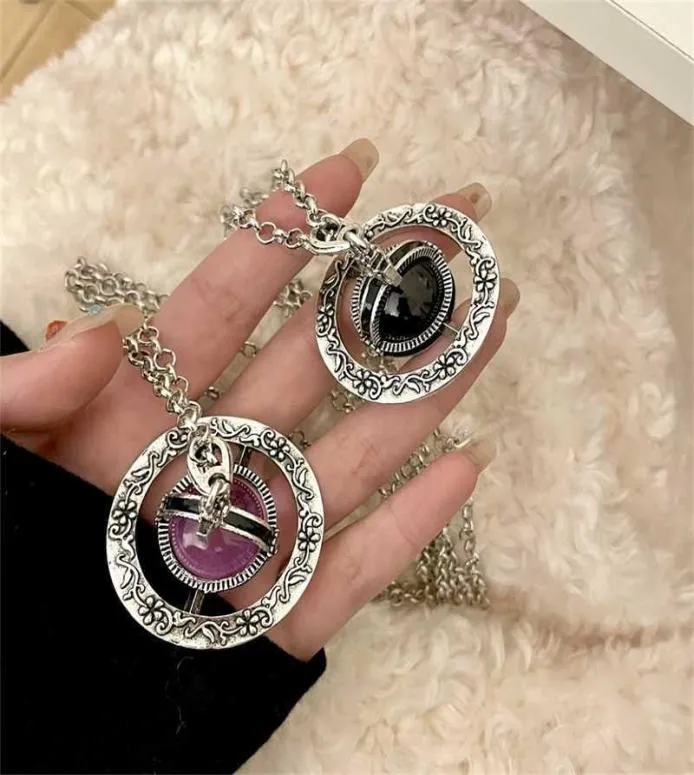 Colliers d'or saturne noire violet anime nana manga planète cristal pendant chaîne de chair à la mode