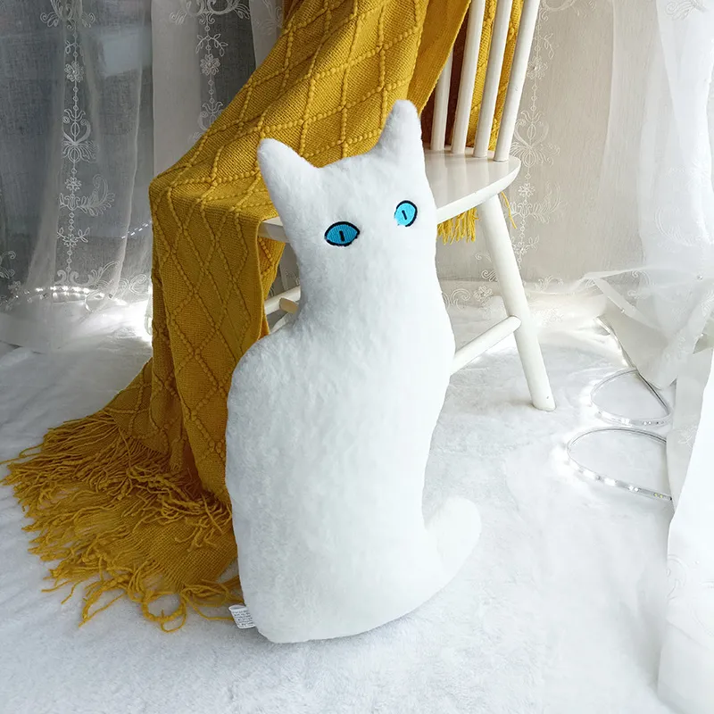 53 cm Polaires en peluche fraîche Chat blanc chat réaliste chat animal oreiller décorations
