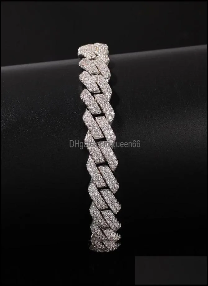 Chain Hip Hop Ajouter la zircone cubique Bling Iced Out Gold Sier Open Lock Bracelet Cuban Miami pour hommes pour hommes RAPPER JEWLERY 364 2780926