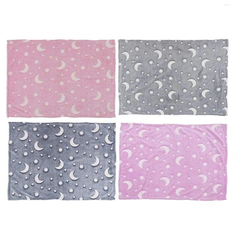 Filtar glödande polyester filt mångsidig fin hudvänlig plysch varm sidosidig för sängbarn