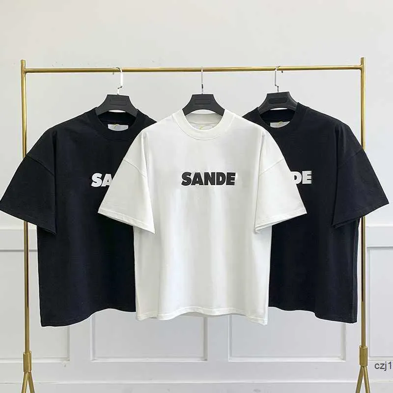 Jil Sander, stile classico, casual, da uomo e da donna, con stampa di lettere, per coppie, stile semplice, ampio, a maniche corte, oversize._voghion.com