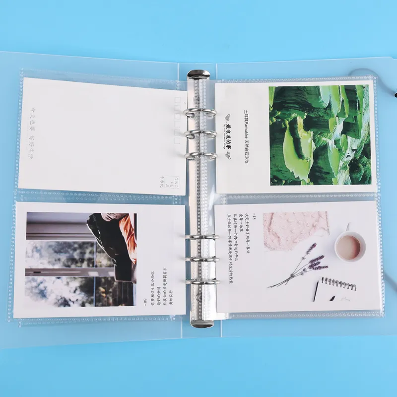 Transparent A5 Frosted Binder Shell for 6-Ring Notebook Binders Files Reports Storage Organizer Clear Loose Leaf Pouch