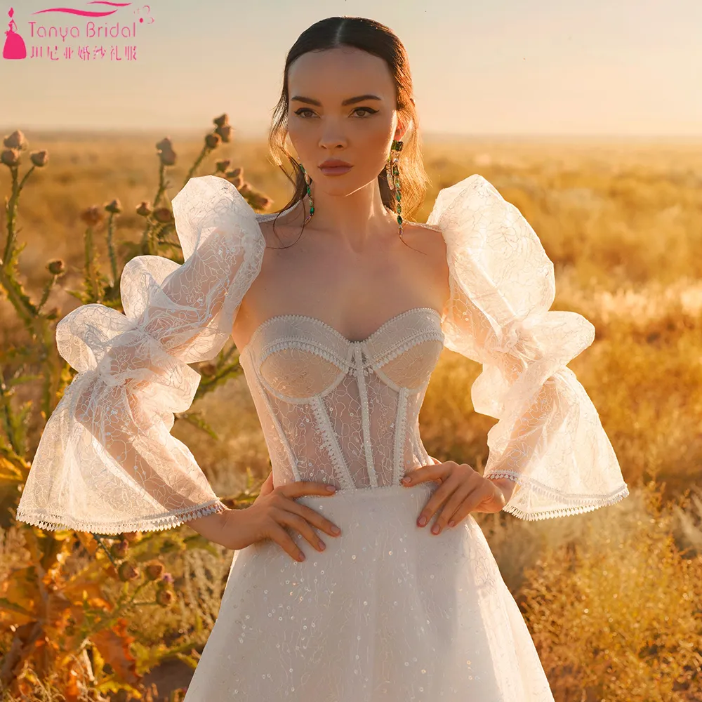 Romantic Lace bridal dress with jacket with Detachable Cape