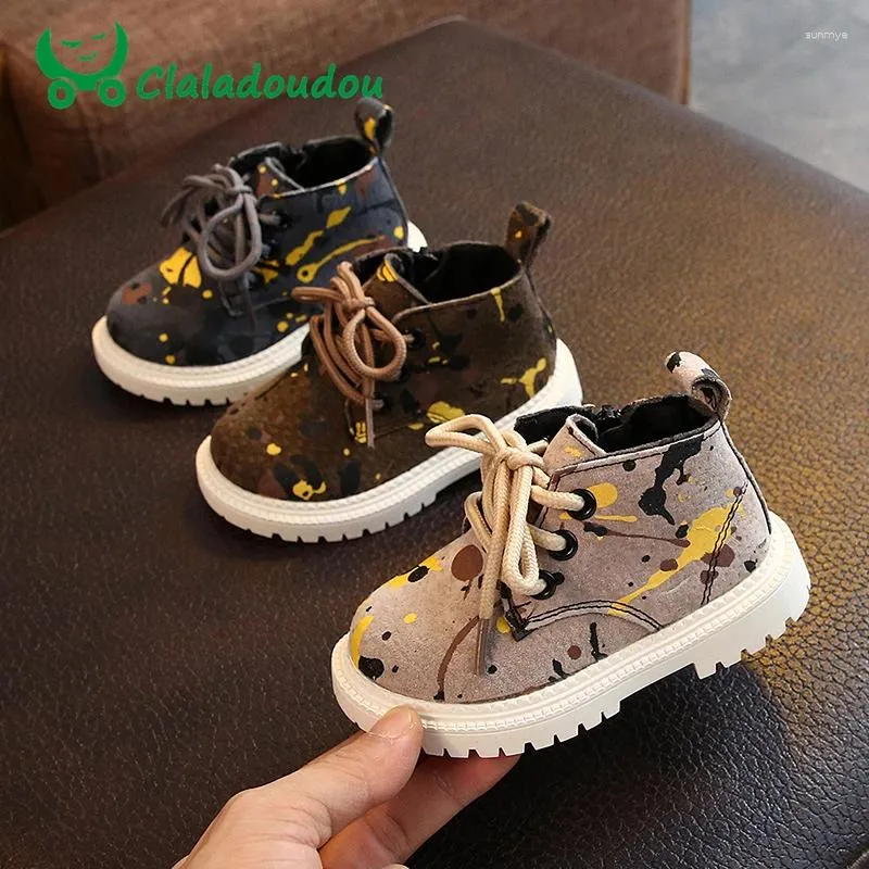 Boots Claladoudou 12-14cm merk babyjongens casual mode voor herfst vroege winter luipaard Rome Toddler Girls Ankle 0-2Y