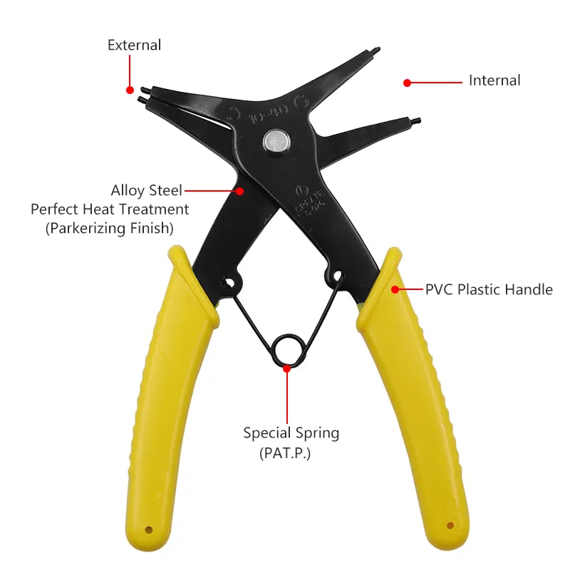 Internal And External Circlip Pliers 2 In 1 Snap Ring Pliers Dual-Use Retaining Ring Pliers Multifunctional Car Repairing Tools