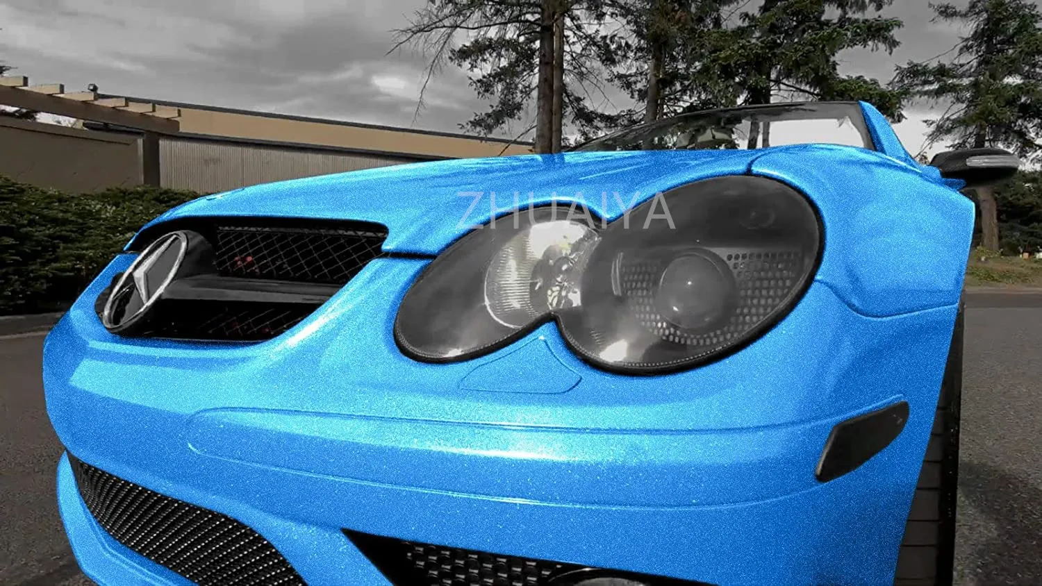 Film de changement de couleur de voiture (152cmx18m) brillant brillant océan bleu haut brillant brillant metallique wrap sticker sticker sticker film