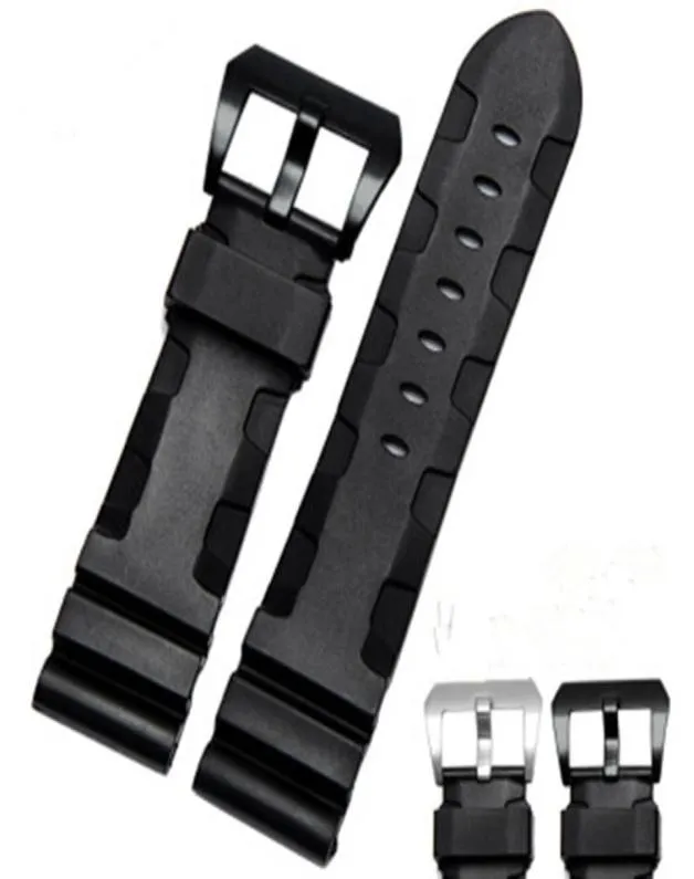 Elástico para panerai assistir Silicone Strap Wel Watch Bands preto 2426mm4858630