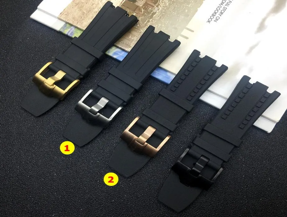 28mm Black Nature Rubber Silicone Watch Band Watch Band para Strap for Belt Offshore Oak On6552877