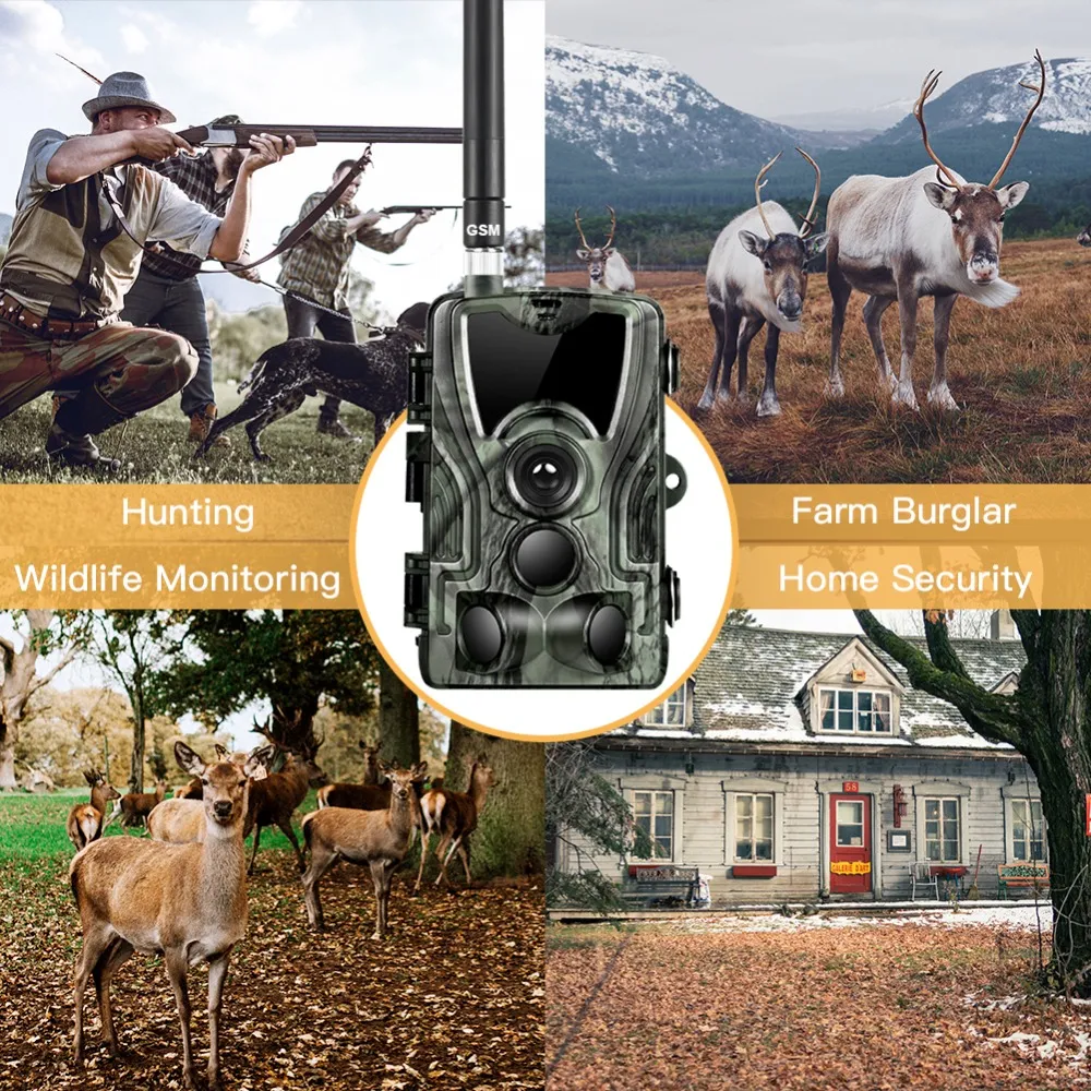 HC801M Wildlife Trail Camera Hunting Cameras Infrared Cameras 2G MMS Photo Video Surveillance 16MP 1080P SMS Night Vision