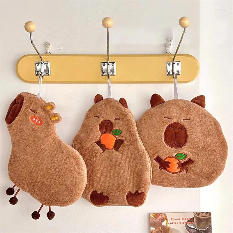 Handtuch absorbierende Capybara Handtücher Korallen Samt Hanging Kawaii Tierwaschlappen für Kinder Küche Vorräte