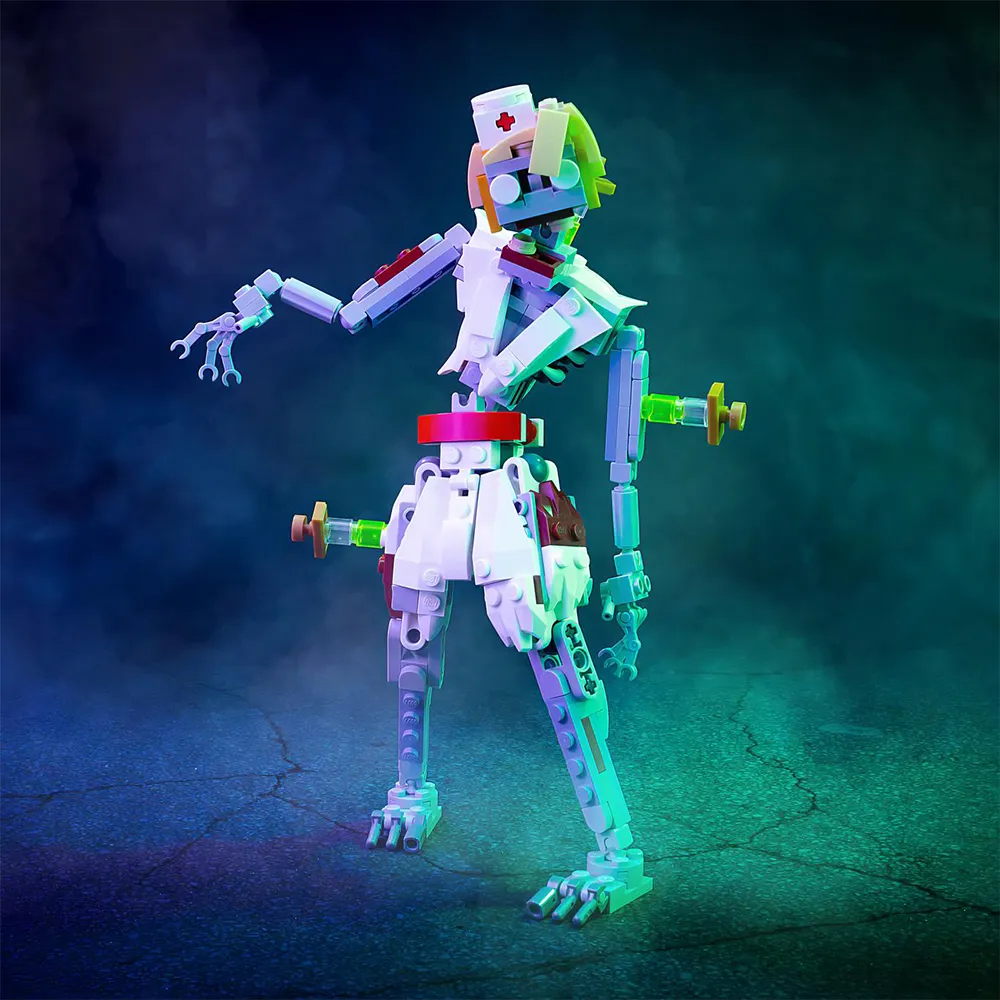 MOC Zombie Nurse Figure Scary Ghost Building Blocks Model Kit Horror Decor Figures Brick Toy Diy Kids Halloween Gift