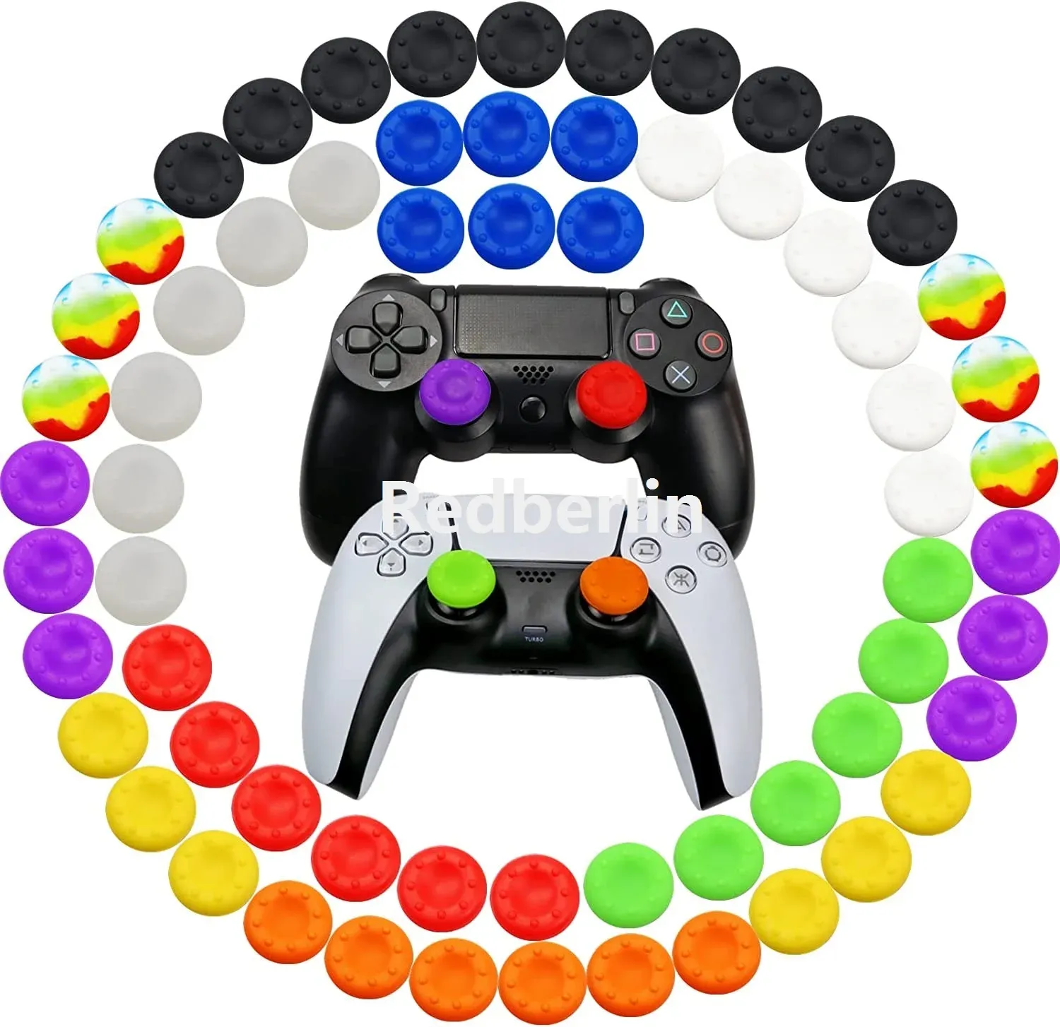 200pcs Silicone Thumb Grips Cap Cover Joystick Controller Rubber Grip Replacement for PS2 PS3 PS4 PS5 Xbox 360 / One X/S