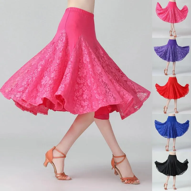 Jupes en dentelle patchwork une jupe de ligne femme broderie florale ballet danse costume robe de bal faldas multi-couleurs