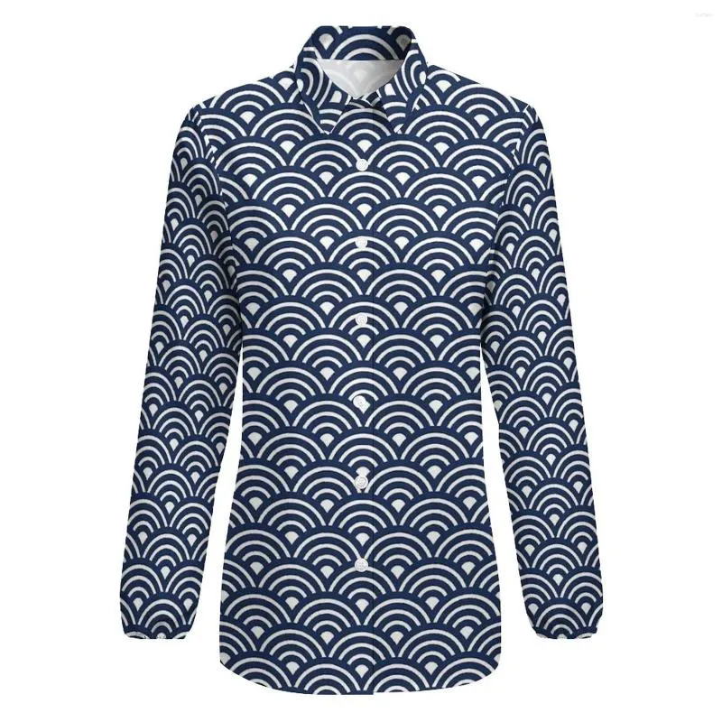 vintage wave design high neck tops