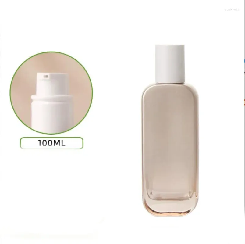 Garrafas de armazenamento 100 ml de vidro dourado garrafa branca de bomba de soro/loção/emulsão/fundação/essência Toner Toner Water Cuidado Cuidado cosmético