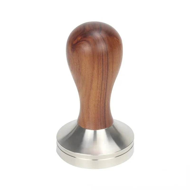 Food Grade 51/53/58mm Coffee Tamper Powder Hammer Pressing Wooden Handle Coffee Distributor for Coffee and Espresso Machine