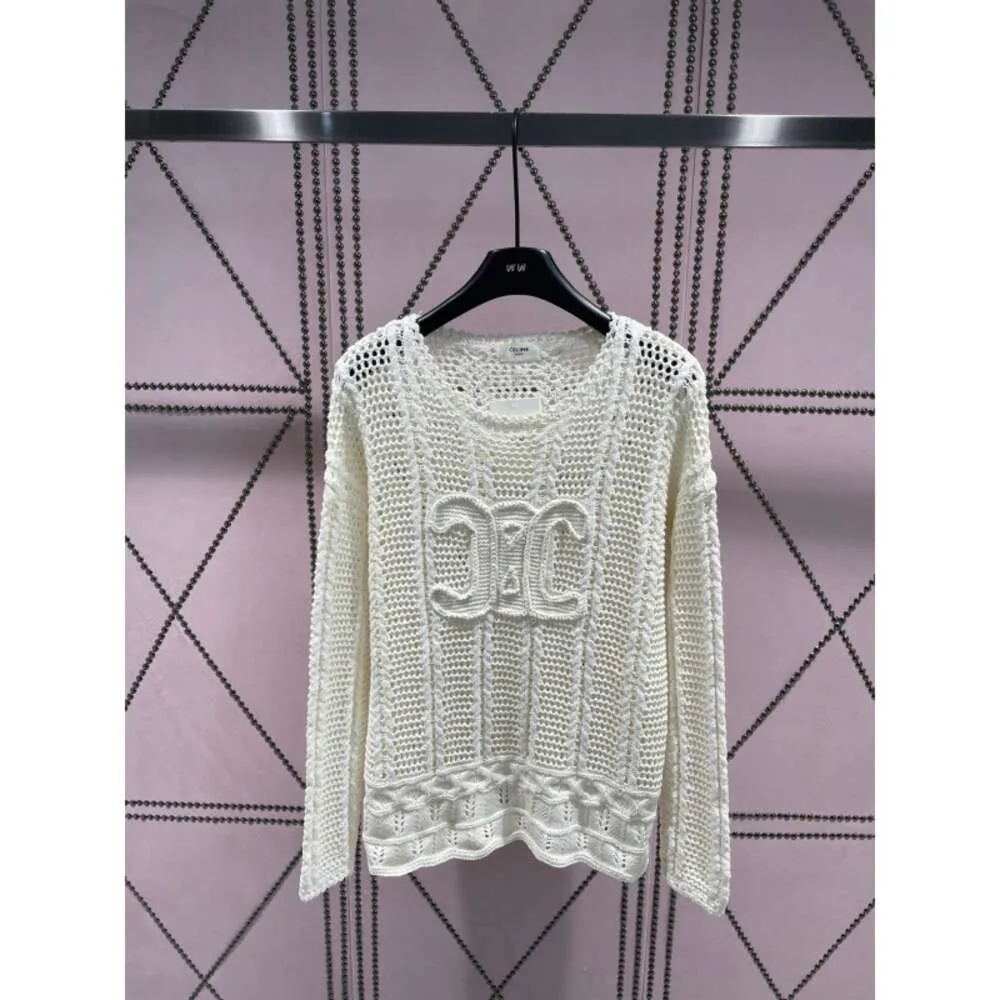 Damesbreien T -stukken CE23 Autumn/Winter Fashionable 3D Hooked Flower Design Loose Slim Hollow Knitted Shirt Top