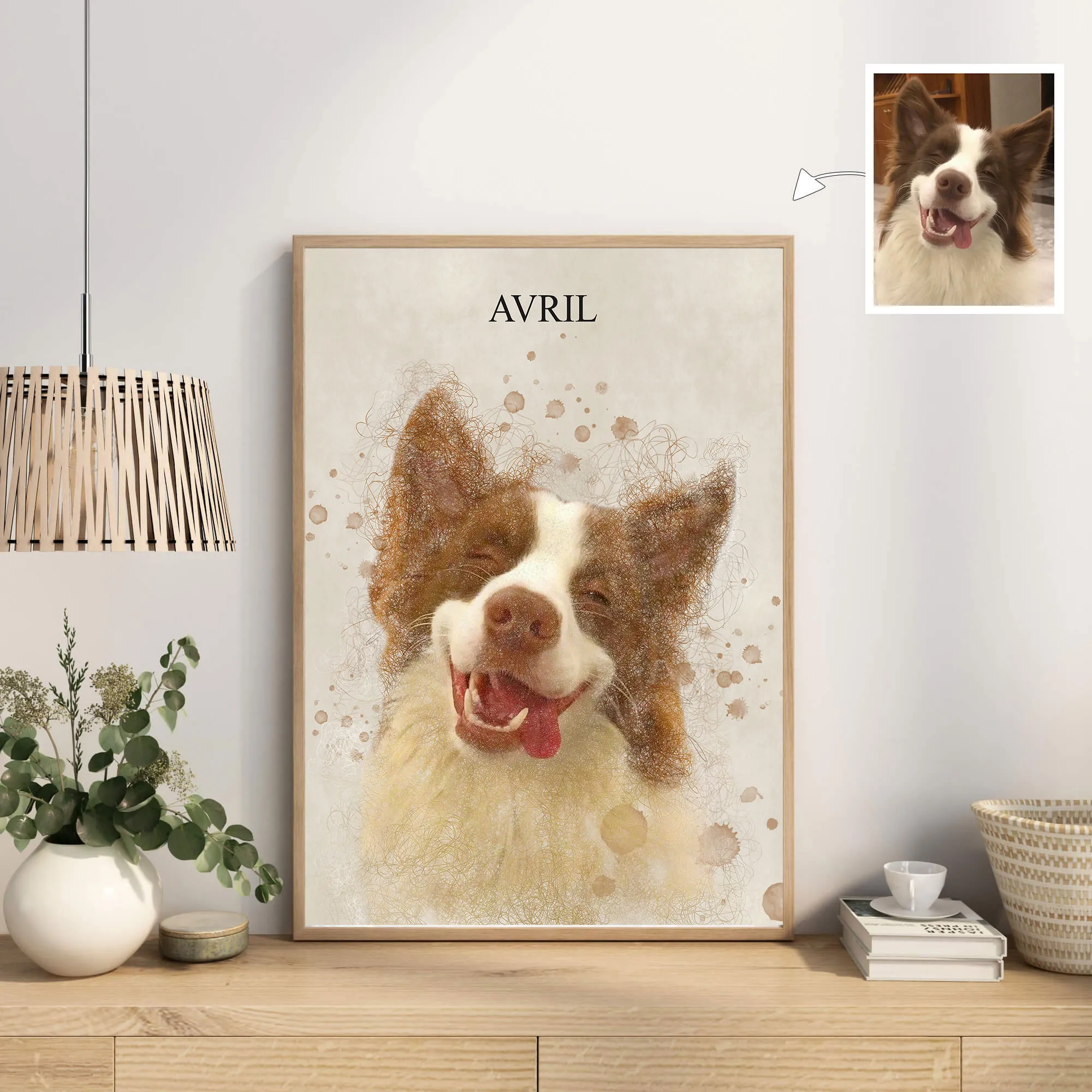 Kolor ręcznie malowany plakat portretowy spersonalizowany akwarela malarstwo pies pies kota sztuka druku