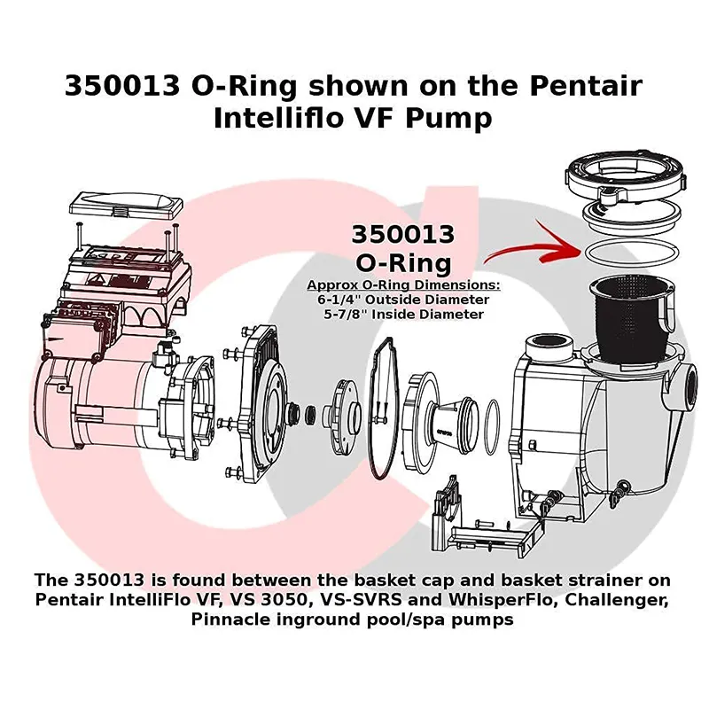 Pour le joint torique - 350013 couvercle JOT - compatible avec Pentair Intelliflo, Whisperflo, Challenger et Pinacle Pool and Spa Pumps