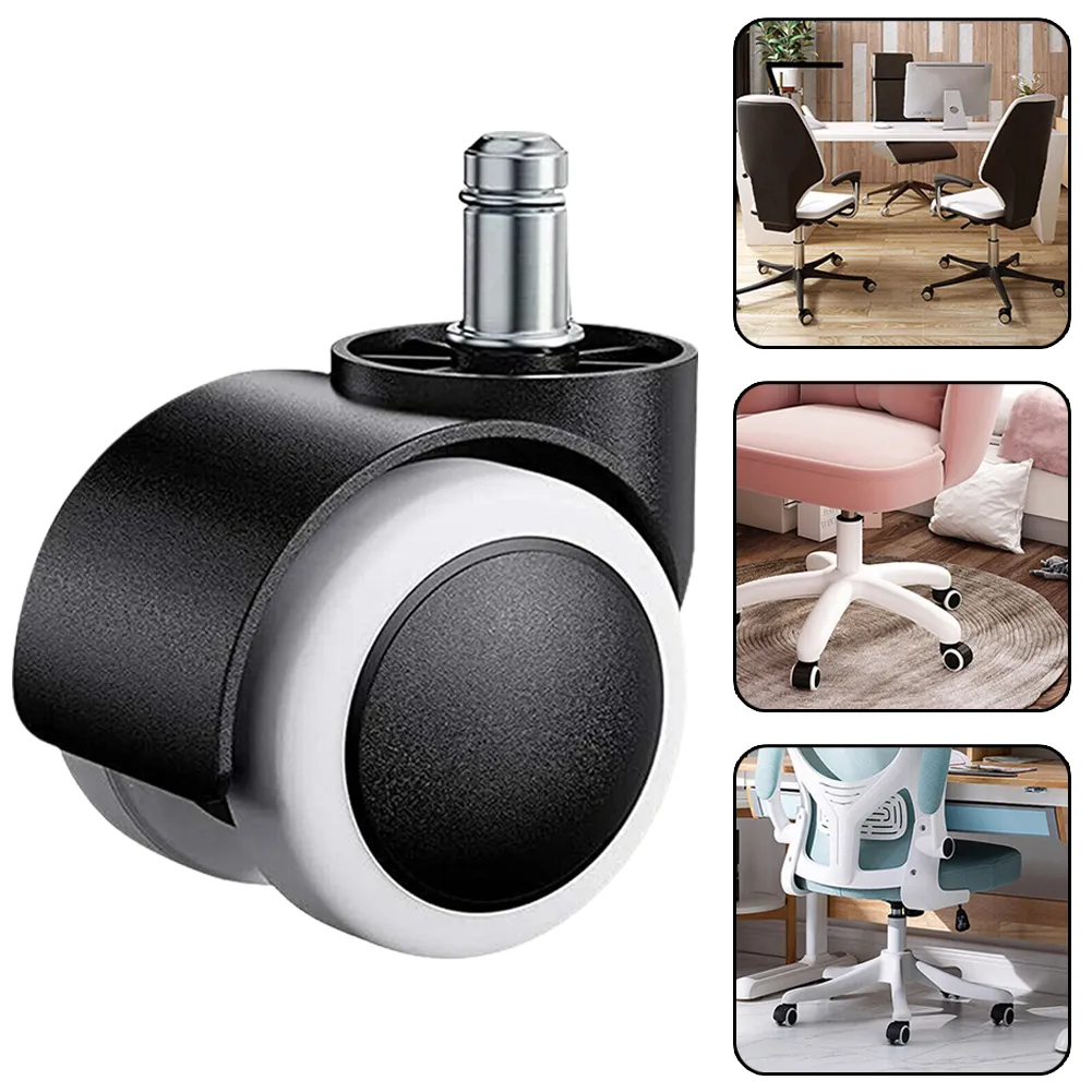 5-Pack M10 Thread Silent Rubber Casters For Office Chairs - 1.5 Inch Wheels For Hardwood Floors - View #6