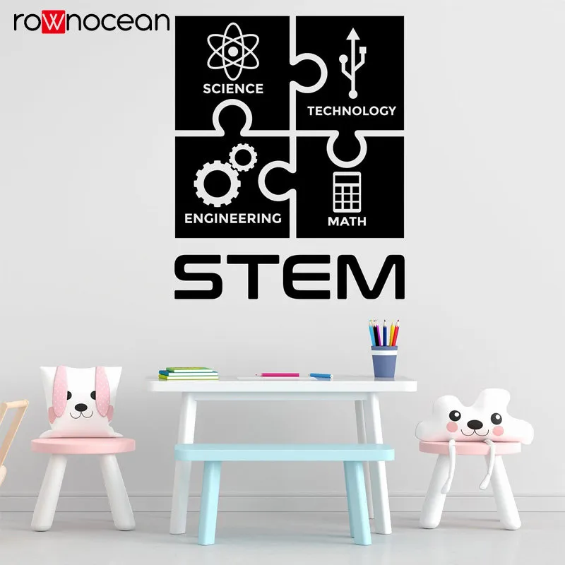 STEM Science Technology Engineering Math, Science Steam Wall Decal for School, Steam School Wall Decor, Classroom Decals E792
