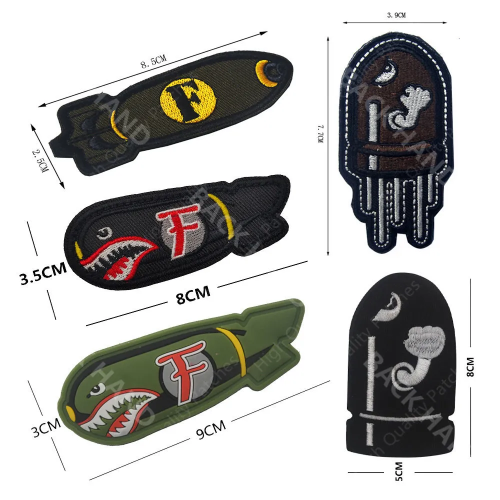 Planet Angry Flying F-Bomb Badge One Size Fits All Shark Bullet Tactical Patch PVC Applique Attachment to Bags Jackets and Gear