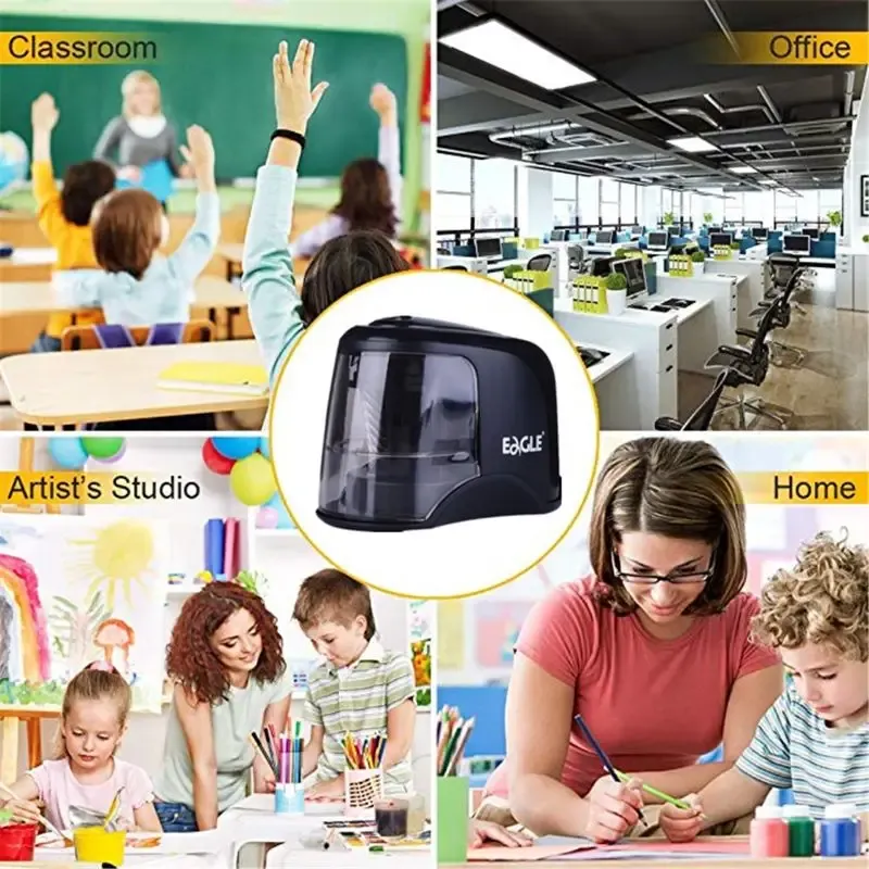 Desktop Electric Pencil Sharpener with USB Cord Auto Feed-in School Boy Girl Class Rewards用のクリアシェービングボックス